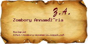 Zombory Annamária névjegykártya