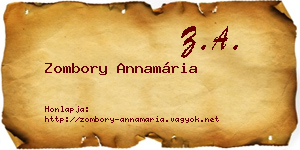 Zombory Annamária névjegykártya